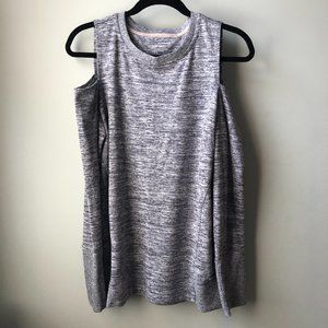 Calvin Klein Sweatshirt Grey Cold Shoulder Long Sleeve Top Medium Crew